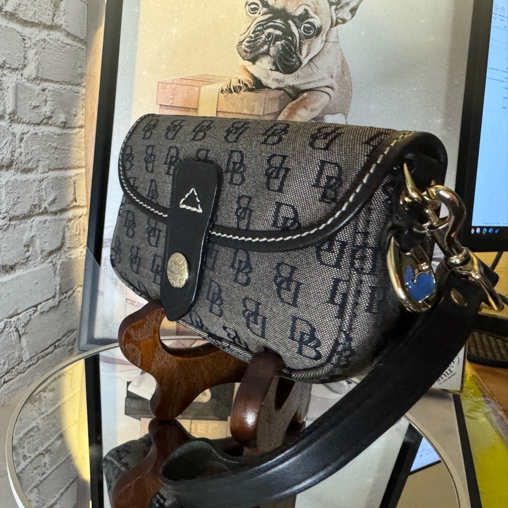 Dooney & Bourke 1998 Vintage USA Wristlet signature canvas & leather blue duck - Picture 8 of 17